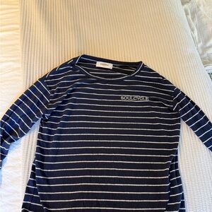 soulcycle Navy and White Striped Crewneck Long Sleeve